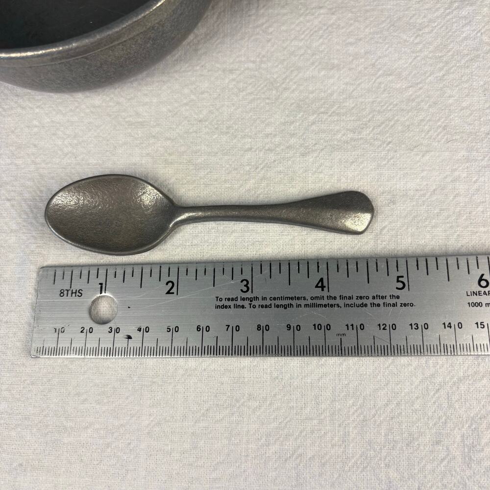 Vintage 1970s Carson Pewter Baby Set Teddy Bear ABC 123 Cup Bowl Spoon USA - Picture 6 of 6
